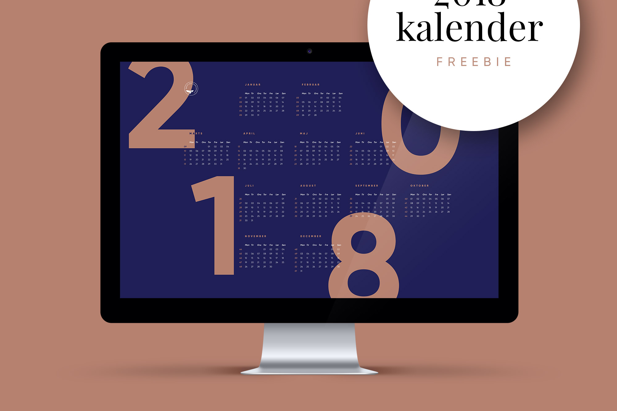 2018 kalender til dit skrivebord
