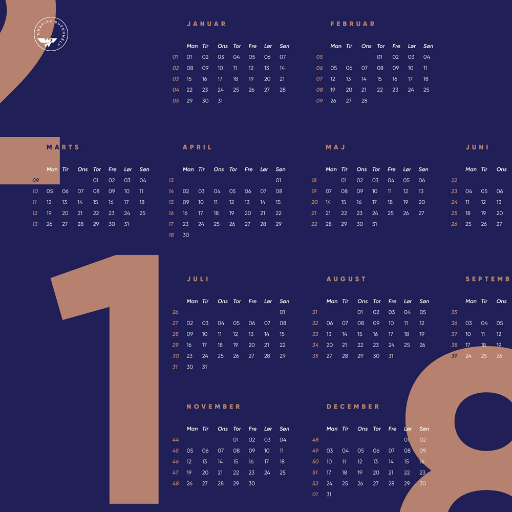 2018 kalender til dit skrivebord
