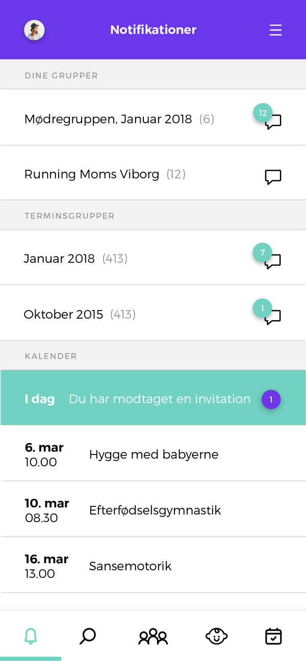 Babyo App - notifikationer