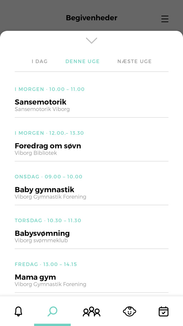 Babyo App - begivenheder