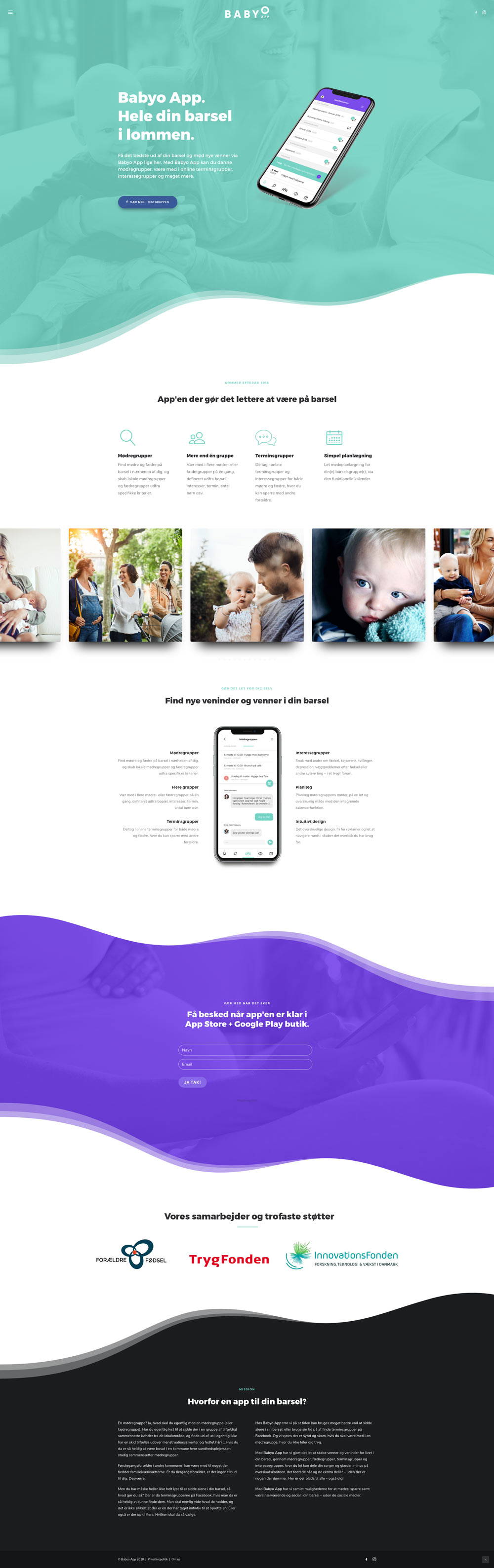 Babyo App - hjemmeside
